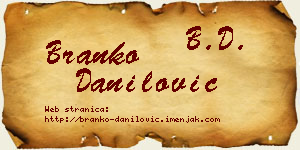 Branko Danilović vizit kartica